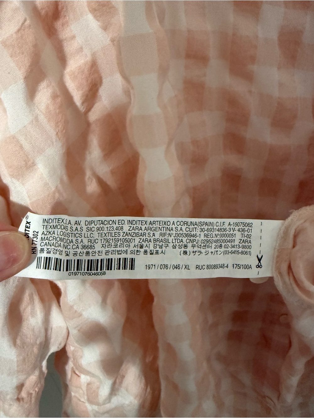 164. Zara Cotton/Viscose Pink and White Gingham Oversized Button-Down Shirt - Picture 6 of 6